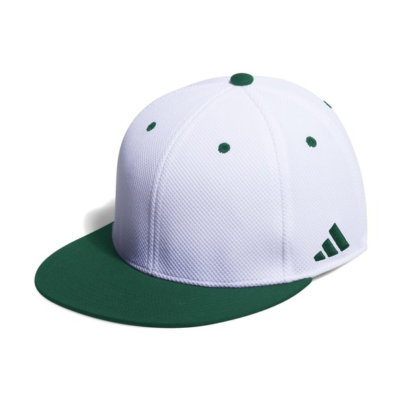 adidas Other - Adidas Men's Mesh Flat Flex Cap Hat ML White Dark Green Stretch Fit